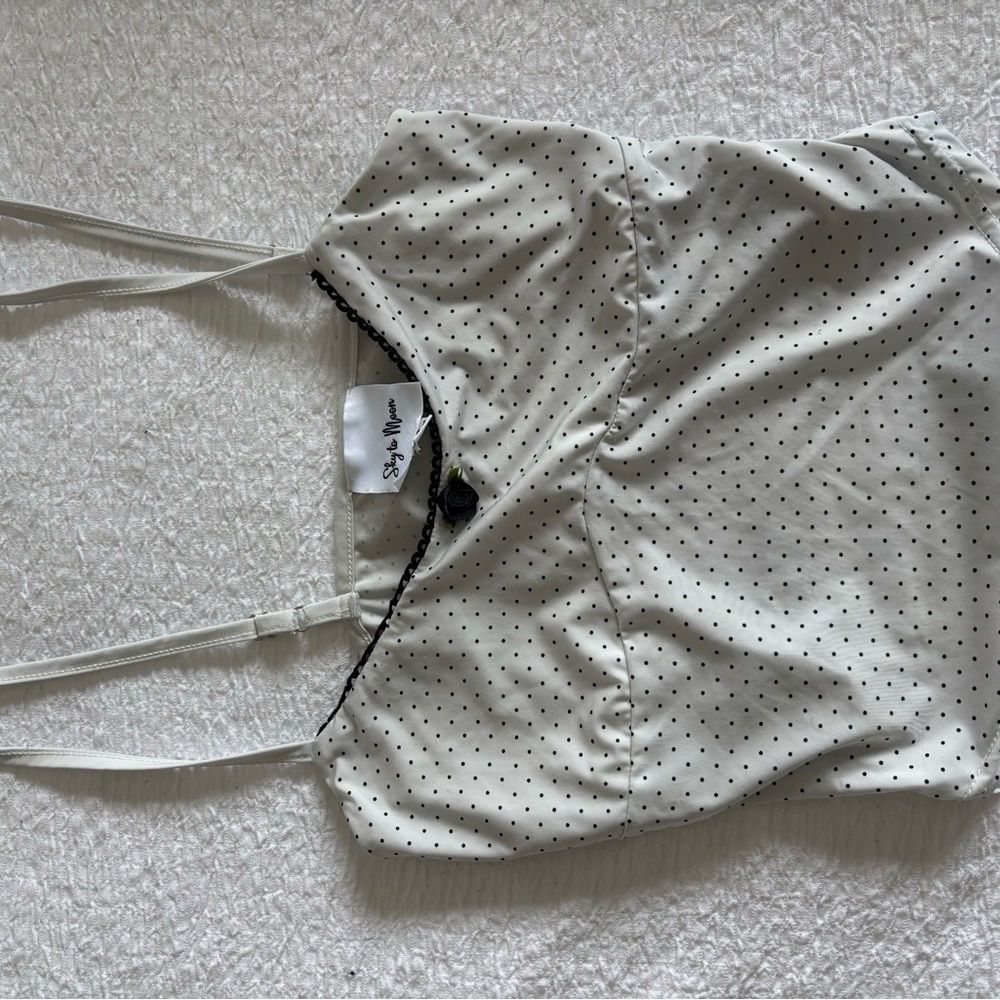White Polka Dot Spaghetti Strap Top